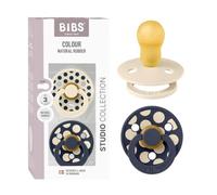 Bibs - Lot de 2 sucettes Studio Polka Caoutchouc naturel 18-36 mois Ivory/Deep Space