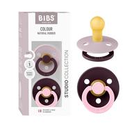 BIBS Colour Studio Tétine, 0-6 mois, lot de 2, Dusky Lilac/Plum | Tétine ronde | Latex de caoutchouc naturel | Taille 1 | Sans BPA | Fabriqué au Danemark | Haute acceptation