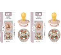 BIBS Colour Studio Tétine, 18-48 mois, lot de 4, Ladybug Mix Blush/Sand