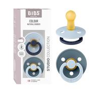 Sucette bébé - BIBS Studio Colour - Ronde - T2 - Caoutchouc naturel - Blue Mix Petrol - Pack de 2