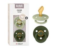 BIBS Colour Tétine, 6-18 mois, 2-pack, Sage/Hunter Green | Tétine anatomique | Latex de caoutchouc naturel | Taille 2 | Sans BPA | Fabriqué au Danemark | Haute acceptation