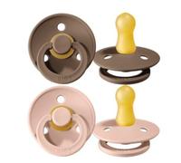 BIBS Colour sucettes pack de 2 | sans BPA | tétine en forme de cerise | caoutchouc naturel Blush & Dark Oak 6-18 mois