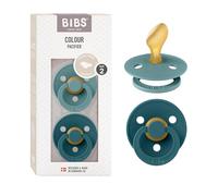 BIBS Colour Symmetrical, Lot de 2 sucettes, sans bisphénol A, Téterelle symétrique. Silicone, Fabriqué au Danemark, Taille 1 (0-6 mois), Island Sea/Forest Lake