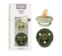 BIBS Colour Tétine, 0-6 mois, 2-pack, Sage/Hunter Green | Tétine anatomique | Latex de caoutchouc naturel | Taille 1 | Sans BPA | Fabriqué au Danemark | Haute acceptation