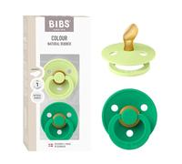 BIBS Colour Tétine, 0-6 mois, lot de 2, Matcha/Cactus | Sucette anatomique | Latex de caoutchouc naturel | Taille 1 | Sans BPA | Fabriqué au Danemark | Haute acceptation