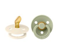 BIBS Colour Tétine, 0-6 mois, lot de 2, téterelle anatomique, Ivory/Sage | Latex de caoutchouc naturel | Taille 1 | Sans BPA | Fabriqué au Danemark | Haute acceptation | Trous d’aération