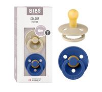 BIBS Colour Tétine, 0-6 mois, lot de 2, Vanilla/Cornflower | Tétine ronde | Latex de caoutchouc naturel | Taille 1 | Sans BPA | Fabriqué au Danemark | Haute acceptation