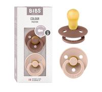 BIBS Tétine Colour – Lot de 2, sans bisphénol A, ronde en latex naturel – Woodchuck/Blush – 12+ mois