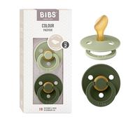 BIBS Colour Tétine, 6-18 mois, 2-pack, Sage/Hunter Green | Tétine anatomique | Latex de caoutchouc naturel | Taille 2 | Sans BPA | Fabriqué au Danemark | Haute acceptation