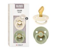 BIBS Colour Tétine, 6-18 mois, lot de 2, Ivory/Sage | Tétine anatomique | Latex de caoutchouc naturel | Taille 2 | Sans BPA | Fabriqué au Danemark | Haute acceptation