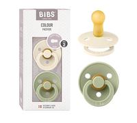 BIBS Colour Tétine, 6-18 mois, lot de 2, téterelle ronde, Ivory/Sage | Latex de caoutchouc naturel | Taille 2 | Sans BPA