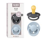BIBS De Lux Natural Rubber Size 1: 0+ months tétine Iron / Baby Blue 2 pcs