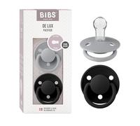 BIBS De Lux Tétine, 0+ mois, lot de 2, téterelle ronde, Cloud/Black