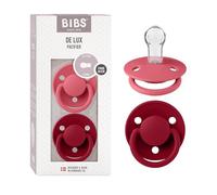 BIBS De Lux Tétine, 0+ mois, lot de 2, téterelle ronde, Coral/Ruby