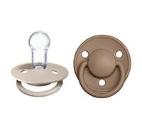 BIBS De Lux Tétine, 0+ mois, lot de 2, téterelle ronde, Vanilla/Dark Oak