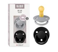 BIBS De Lux Tétine, 6-18 mois, lot de 2, téterelle ronde, Cloud/Black