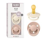 BIBS De Lux Tétine, 6-18 mois, lot de 2, téterelle ronde, Ivory/Blush