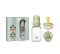 BIBS Gift Set Baby Sprinkle, avec biberon BIBS 150 ml et sucettes Colour (lot de 2), sucette sans BPA, tétine ronde. En latex de caoutchouc naturel, fabriqué au Danemark, taille 1 (0-6 mois), Sage