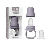 BIBS Grignoteuse bébé, 4+ mois, Fossil grey | 2 tétines en silicone alimentaire | Compatible avec le bac congélateur | Facile à saisir | Idéal en déplacement