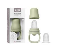 BIBS Grignoteuse bébé, 4+ mois, Sage | 2 tétines en silicone alimentaire | Compatible avec le bac congélateur | Facile à saisir | Idéal en déplacement