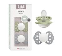 BIBS Infinity GLOW Tétine, 0-6 mois, 2-pack, Sage/Cloud