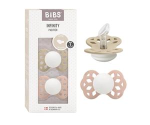 BIBS Infinity GLOW Tétine, 0-6 mois, 2-pack, Vanilla/Blush