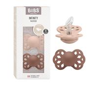 BIBS Infinity Tétine, 0-6 mois, lot de 2, Blush/Woodchuck | Sucette anatomique | Silicone | Taille 1 | Sans BPA | Fabriqué au Danemark | Haute acceptation | Trous d’aération
