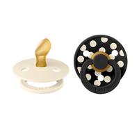Bibs - Lot de 2 sucettes Studio Polka Anatomique Caoutchouc Naturel T1 Ivory/Black