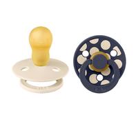 Bibs - Lot de 2 sucettes Studio Polka Caoutchouc naturel 0-6 mois Ivory/Deep Space