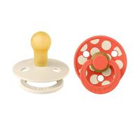 Bibs - Lot de 2 sucettes Studio Polka Caoutchouc naturel 0-6 mois Ivory/Tango