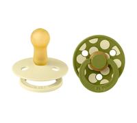 Bibs - Lot de 2 sucettes Studio Polka Caoutchouc naturel 0-6 mois Luna/Wasabi
