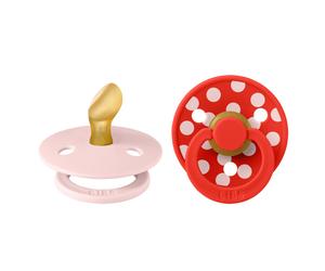 Bibs - Lot de 2 sucettes Studio Polka Caoutchouc Naturel T1 Blossom/Candy Apple