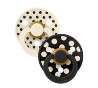 Bibs - Lot de 2 sucettes Studio Polka Caoutchouc Naturel T1 Ivory/Black