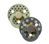 Bibs - Lot de 2 sucettes Studio Polka Caoutchouc Naturel T1 Sage/Iron