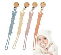 Bibs Lot de 4 attache-tétines en silicone souple et flexible, sans BPA, longue durée de vie, pour bébé