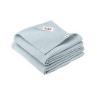 Bibs Muslin Cloth 2-Pack, Soother Soft Toy, Baby Comforter, Security Blanket. 100% Coton Biologique, 70x70 cm, Baby Blue