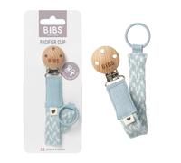 BIBS Pacifier Clip. Cordon de tétine. Coton biologique. Conception danoise. 100% coton biologique, Taille unique, Baby Blue/Ivory