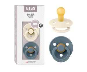 BIBS Pacifiers | Natural Rubber Baby Pacifier | Set of 2 BPA-Free Soothers | Made in Denmark | Ivory/Petrol | Size 0-6 Months