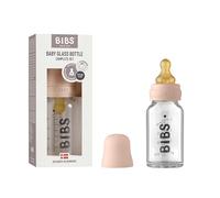 BIBS Baby Glass Bottle. Anti-colique. Embout rond en latex de caoutchouc naturel. Favorise l’allaitement naturel (Transparent, Complete Set - 110 ml)