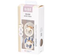 BIBS STUDIO Colour 2 Pack Pin - Ivory Steel Blue | Anatomic +0 mois Tétine(S) 1 pc(s)