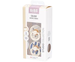 BIBS STUDIO Colour 2 Pack Pin - Ivory Steel Blue | Anatomic +0 mois Tétine(S) 1 pc(s)