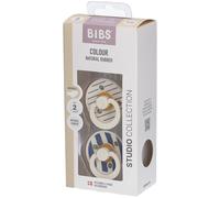 BIBS STUDIO Colour 2 Pack Pin - Ivory Steel Blue | Anatomic +6 mois Attache-Tétine pc(s)