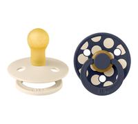Bibs - Lot de 2 sucettes Studio Polka Caoutchouc naturel 0-6 mois Ivory/Deep Space