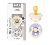 BIBS Studio Tétine, 0-6 mois, 2-pack, Jasmine Ivory | Tétine ronde | Latex de caoutchouc naturel | Taille 1 | Sans BPA | Fabriqué au Danemark | Haute acceptation