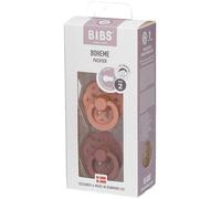 BIBS Tétines Boheme Lot de 2 Taille 2 (6-18 mois) Latex naturel Rond Sans BPA Peach/Woodchuck