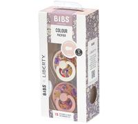 BIBS® Sucettes Liberty Colour June Blossom Tétine ronde Blush /Peri Latex taille 1, 2 pcs.