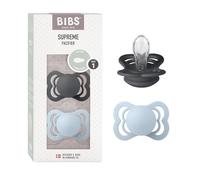 BIBS Supreme Tétine, 0-6 mois, 2-pack, Iron/Baby Blue