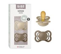 BIBS Supreme Tétine, 0-6 mois, 2-pack, Vanilla/Dark Oak