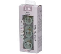 Coffret d’essai Colour de BIBS: 3 sucettes répondant aux besoins uniques de votre bébé, Tétine à embout rond, symétrique et ergonomique. Latex de caoutchouc naturel, 0+ mois (lot de 3), Sage