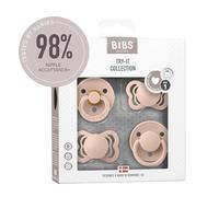 BIBS Try-it Tétine, 0-6 mois, 4-pack, téterelles variées, Blush | Plusieurs formes de tétine | Latex de caoutchouc naturel & silicone | Taille 1 | Sans BPA | Fabriqué au Danemark